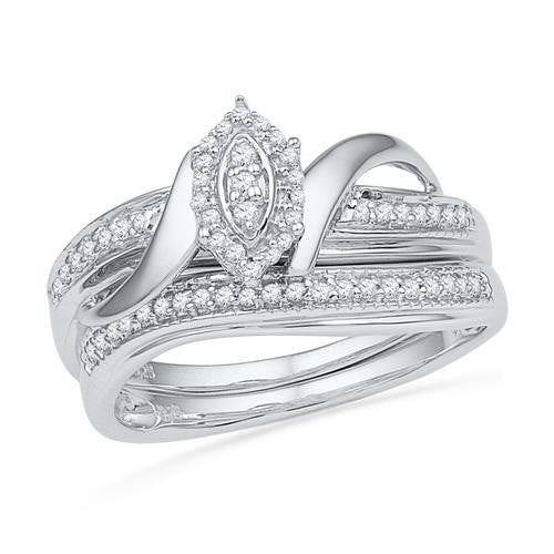 10KT White Gold Two Tone 0.20CTW DIAMOND FASHION BRIDAL SET