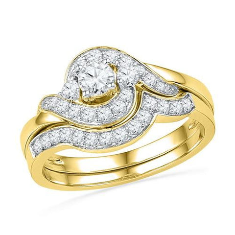 14KT Yellow Gold 0.75CTW DIAMOND 0.20CT-CRD BRIDAL SET