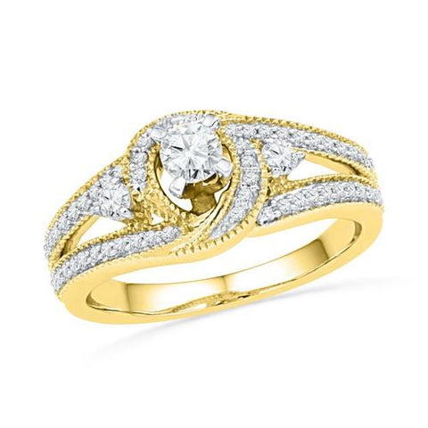 10K Yellow-gold 0.50CTW DIAMOND 0.20CT-CRD BRIDAL RING