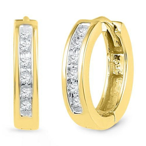 10K Yellow-gold 0.12CTW DIAMOND HOOPS EARRING