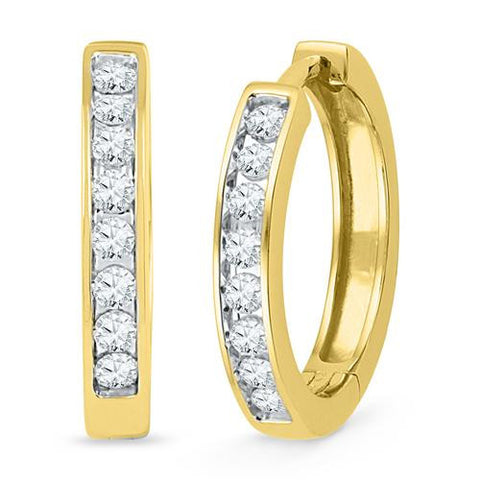 10K Yellow-gold 0.50CTW DIAMOND HOOPS EARRING