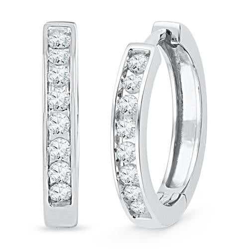 10KT White Gold 0.50CTW DIAMOND HOOPS EARRING