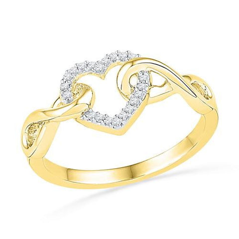 10K Yellow-gold 0.10CTW DIAMOND FASHION HEART RING