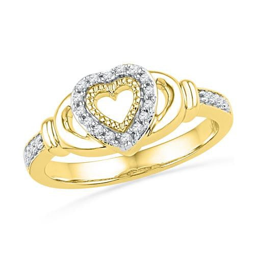 10K Yellow-gold 0.12CTW DIAMOND FASHION HEART RING