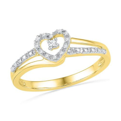 10K Yellow-gold 0.06CTW DIAMOND FASHION HEART RING