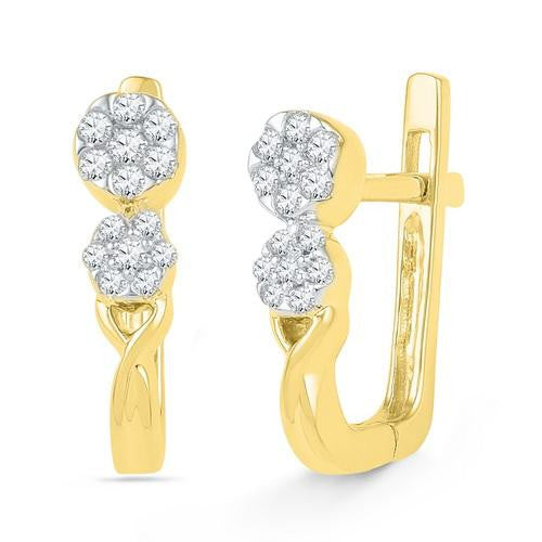 10K Yellow-gold 0.25CTW DIAMOND HOOPS EARRING