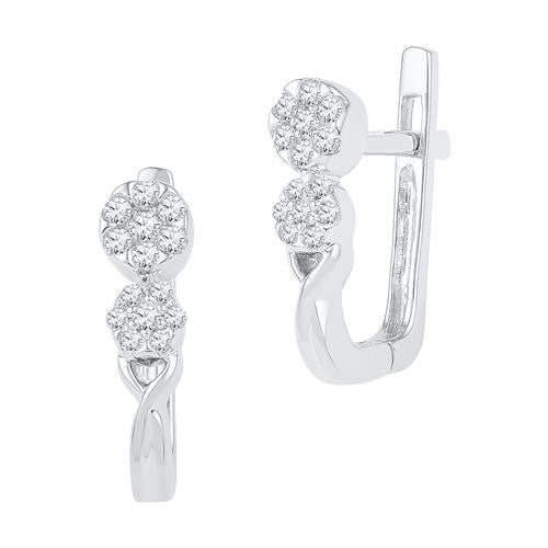 10KT White Gold 0.25CTW DIAMOND HOOPS EARRING