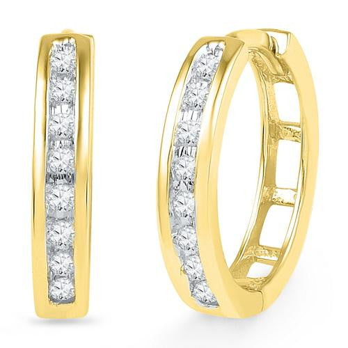 10K Yellow-gold 0.20CTW-Diamond HOOPS EARRING