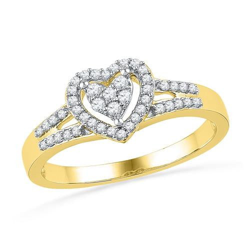 10K Yellow-gold 0.20CTW DIAMOND FASHION HEART RING