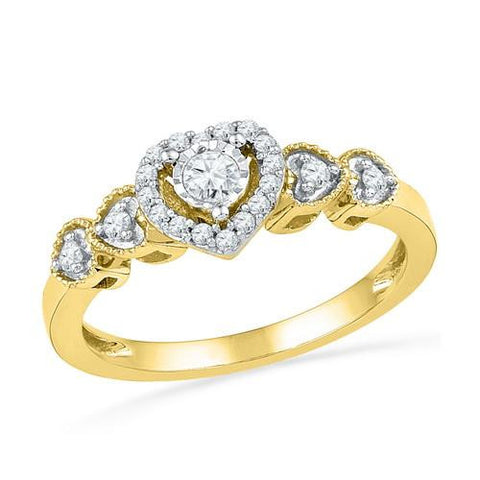 10K Yellow-gold 0.20CTW DIAMOND FASHION HEART RING