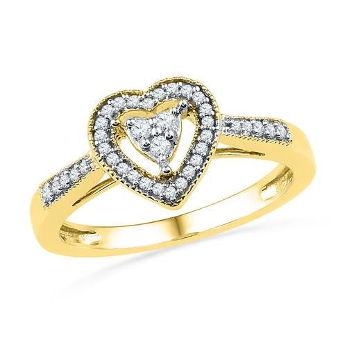 10K Yellow-gold 0.20CTW-Diamond FASHION HEART RING