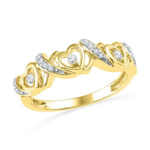 10K Yellow-gold 0.13CTW DIAMOND HEART RING