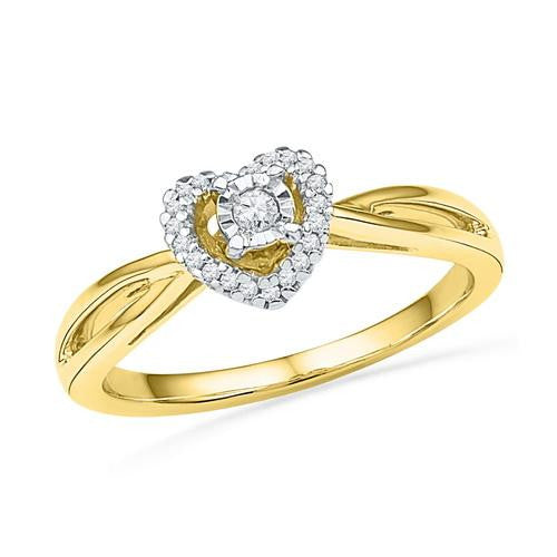 10K Yellow-gold 0.13CTW DIAMOND HEART RING