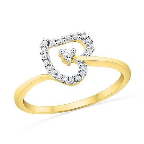 10K Yellow-gold 0.13CTW DIAMOND HEART RING