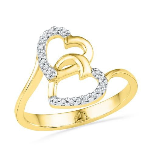 10K Yellow-gold 0.08CTW DIAMOND HEART RING