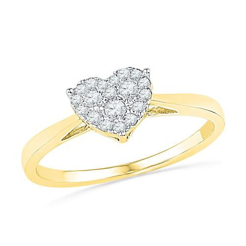 10K Yellow-gold 0.16CTW DIAMOND HEART RING