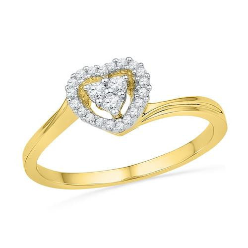 10K Yellow-gold 0.16CTW DIAMOND HEART RING