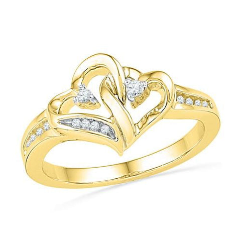 10K Yellow-gold 0.10CTW DIAMOND HEART RING