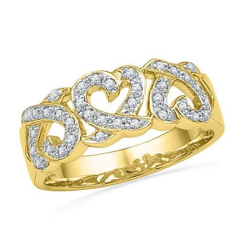 10K Yellow-gold 0.20CTW DIAMOND HEART BAND