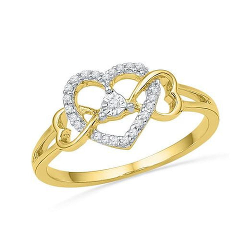 10K Yellow-gold 0.10CTW DIAMOND HEART RING