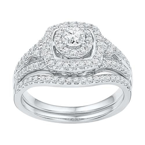 14KT White Gold 0.75CTW-DIAMOND 0.22CTW CENTER ROUND BRIDAL SET