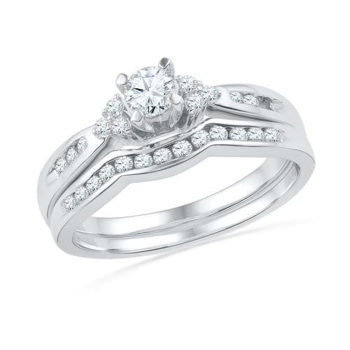 10KT White Gold 0.50CYTW DIAMOND 0.20CT-CRD BRIDAL SET