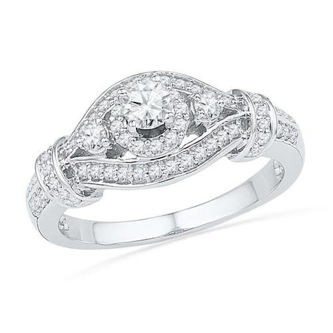 10KT White Gold 0.63CTW DIAMOND 0.20CT-CRD BRIDAL RING