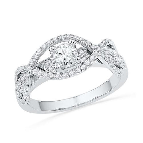 14KT White Gold 0.50CTW DIAMOND 0.25CT-CRD BRIDAL RING