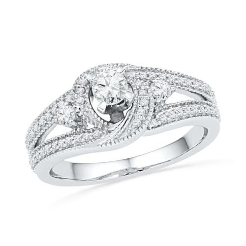 10KT White Gold 0.50CT DIAMOND 0.20CT-CRD BRIDAL RING