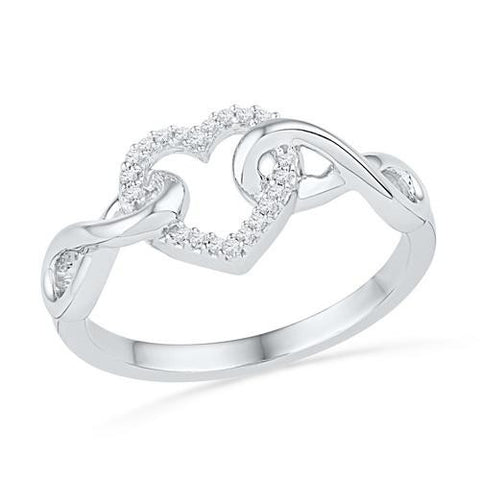 10KT White Gold 0.10CTW DIAMOND FASHION HEART RING