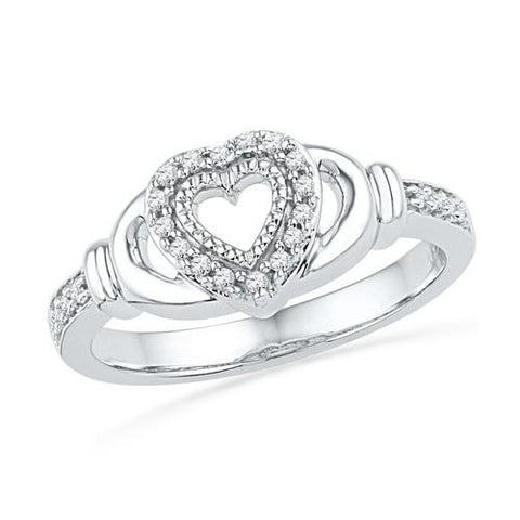 10KT White Gold 0.12CTW DIAMOND FASHION HEART RING