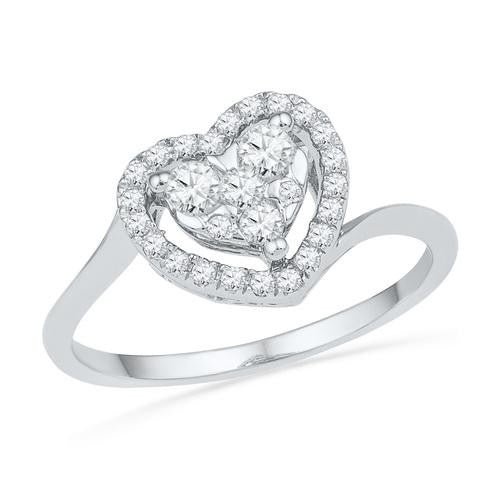 10KT White Gold 0.33CTW DIAMOND FASHION HEART RING