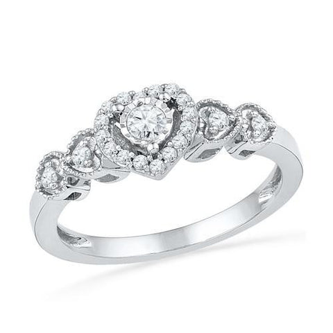 10KT White Gold 0.20CTW DIAMOND FASHION HEART RING