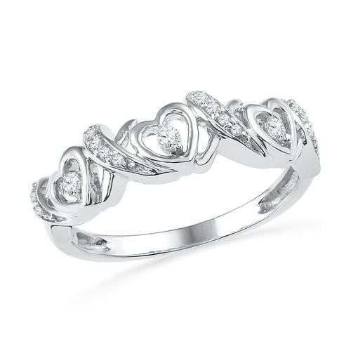 10KT White Gold 0.13CTW DIAMOND HEART RING