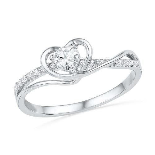 10KT White Gold 0.25CTW DIAMOND HEART RING