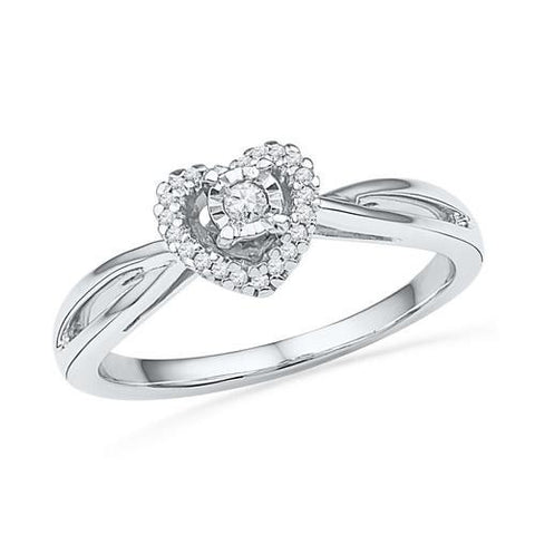 10KT White Gold 0.13CTW DIAMOND HEART RING