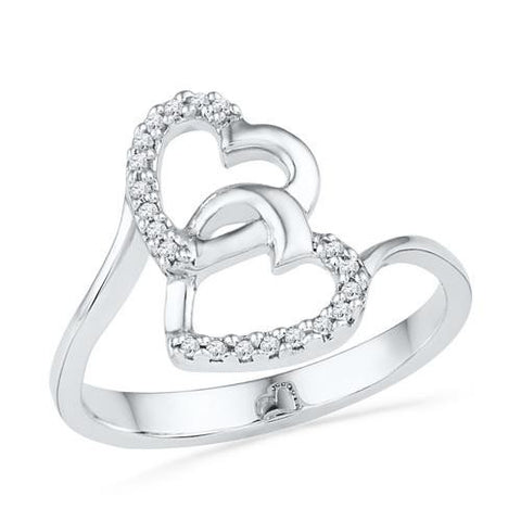 10KT White Gold 0.08CTW DIAMOND HEART RING