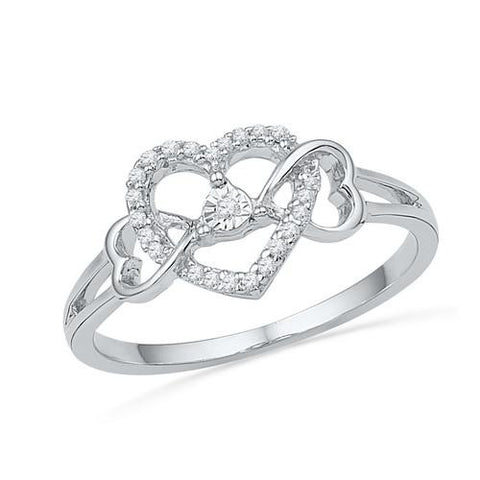 10KT White Gold 0.10CTW DIAMOND HEART RING