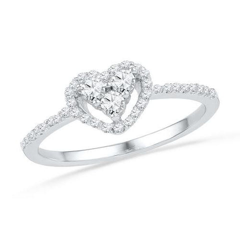 10KT White Gold 0.33CTW-DIA HEART RING