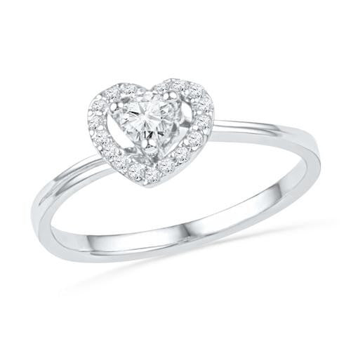 10KT White Gold 0.25CTW DIAMOND HEART RING