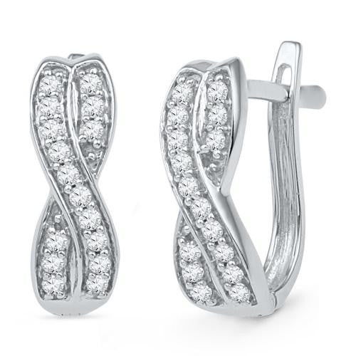 10KT White Gold 0.20CTW DIAMOND HOOPS EARRING