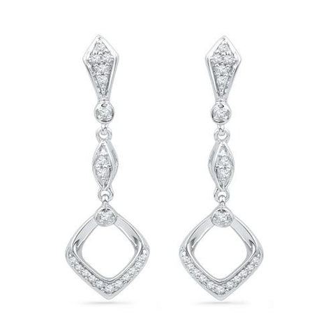 10KT White Gold 0.16CTW DIAMOND FASHION EARRING