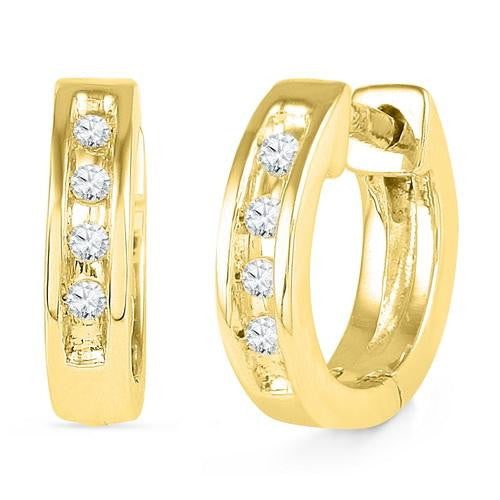 10K Yellow-gold 0.06CTW DIAMOND HOOPS EARRING