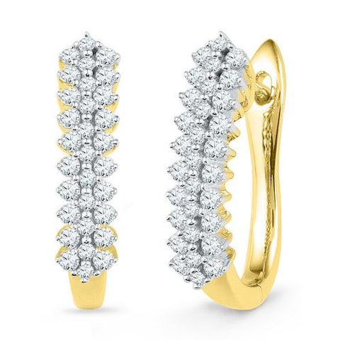 10K Yellow-gold 0.50CTW DIAMOND HOOPS EARRING