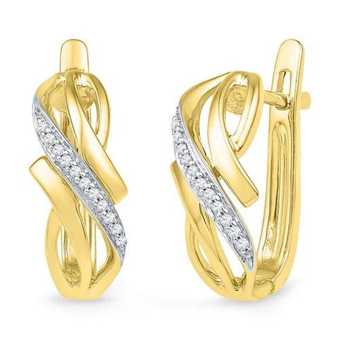 10K Yellow-gold 0.08CTW DIAMOND HOOPS EARRING