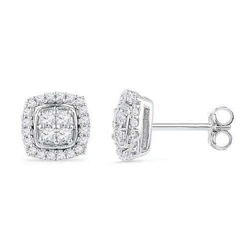 10KT White Gold Two Tone 0.25CTW DIAMOND FASHION EARRING