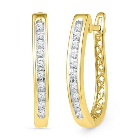 10K Yellow-gold 0.20CTW DIAMOND HOOPS EARRING