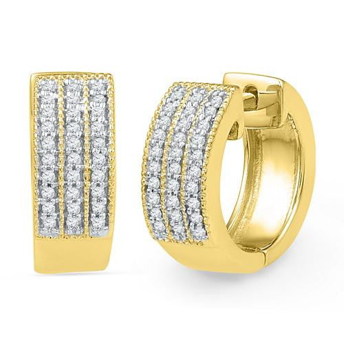 10K Yellow-gold 0.25CTW DIAMOND HOOPS EARRING