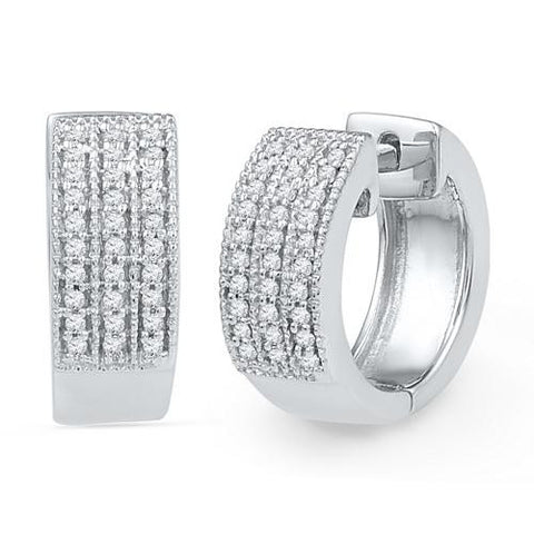 10KT White Gold 0.25CTW DIAMOND HOOPS EARRING