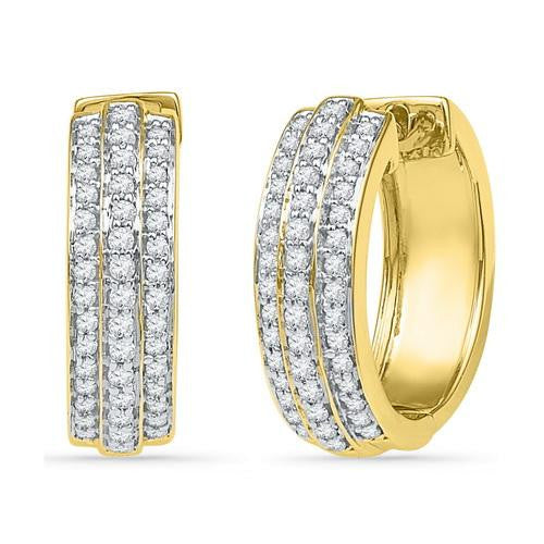 10K Yellow-gold 0.50CTW DIAMOND HOOPS EARRING